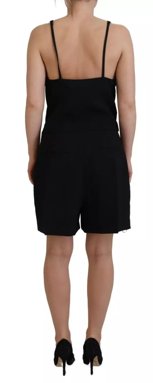 A black sleeveless jumpsuit dress with embellishments