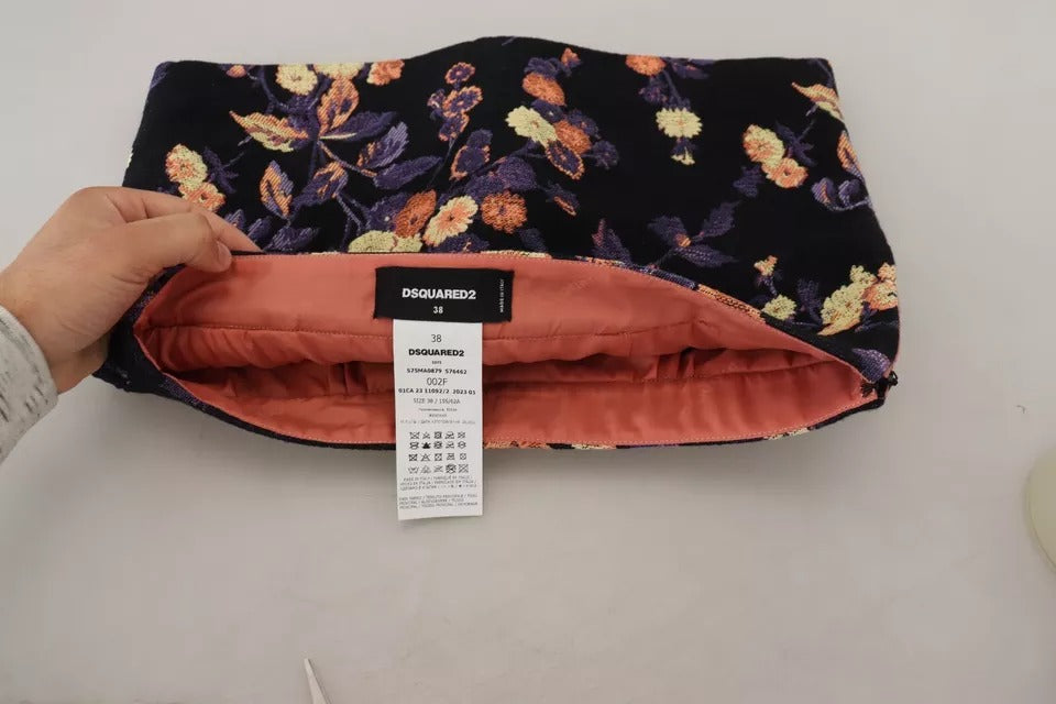 Purple floral patterned pouch with orange lining