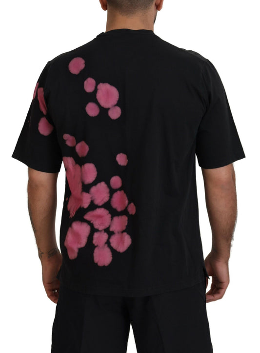 Black t-shirt with pink spots on back