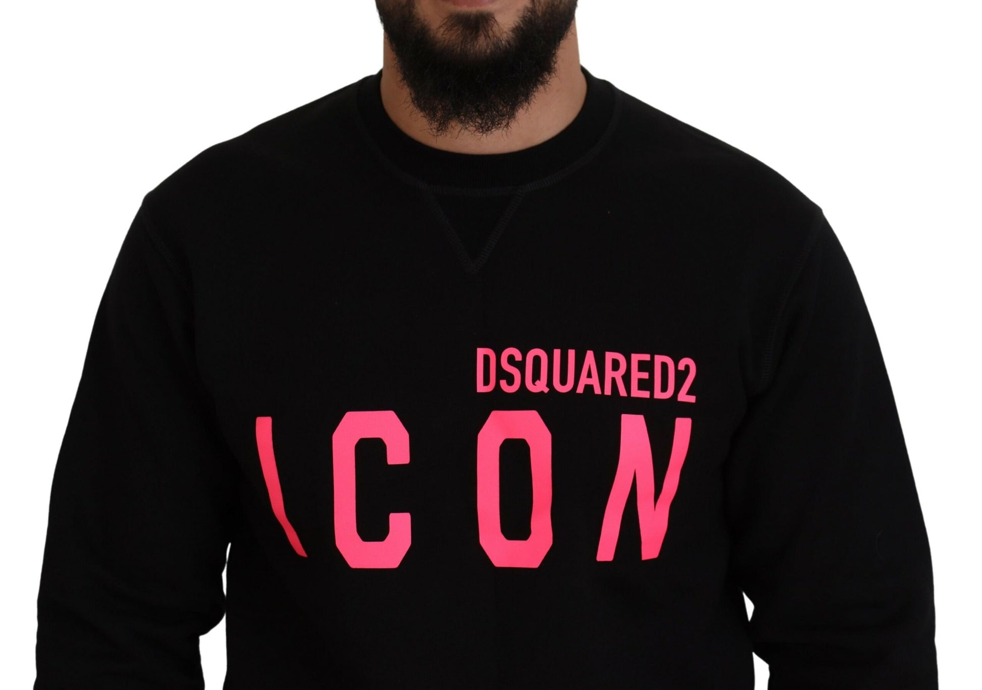 Black sweatshirt with pink neon letters