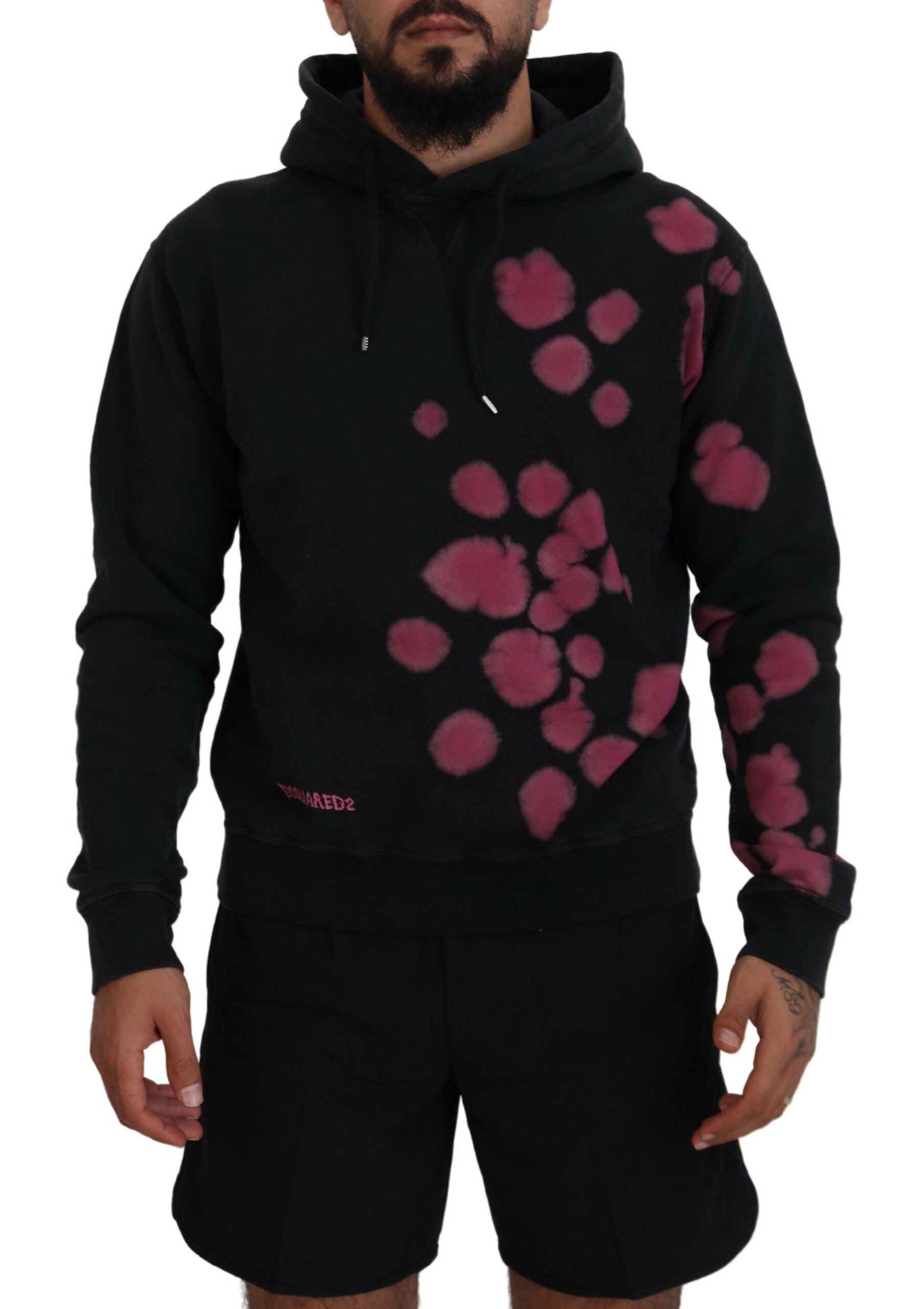 Black hoodie with pink spots