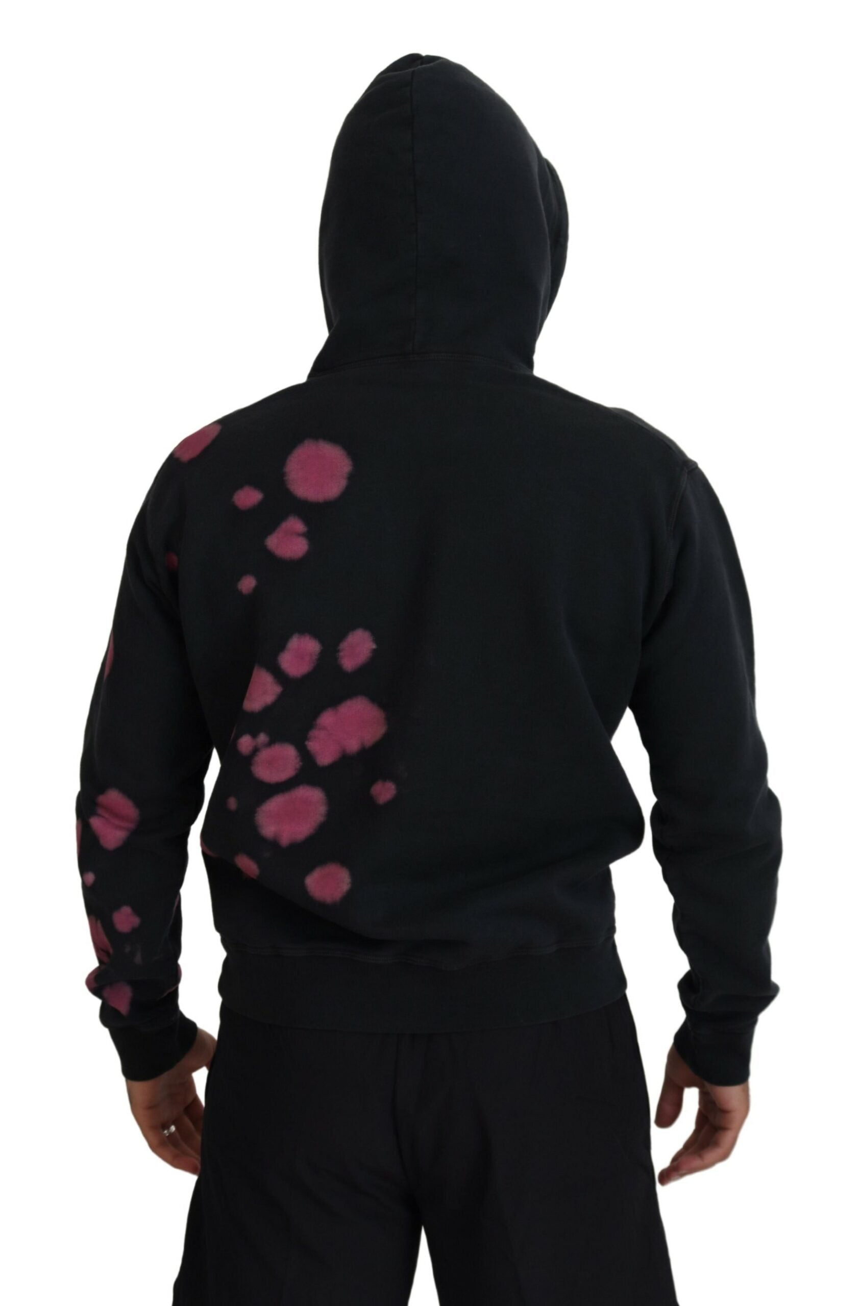 Black hoodie with pink splatter design on back