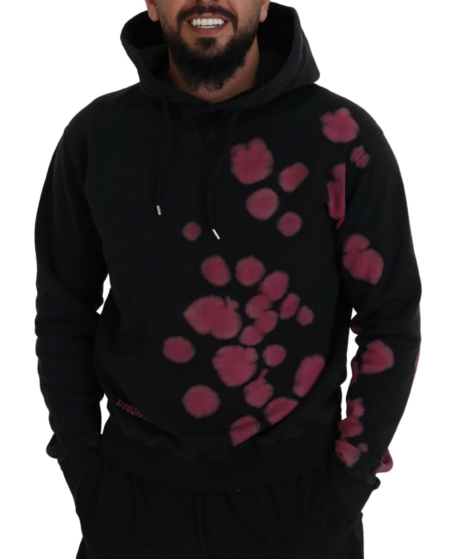 Black hoodie with red spots on front