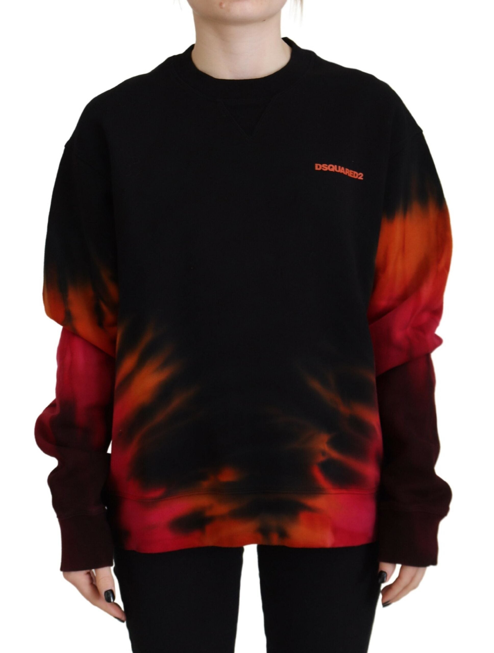 Black sweatshirt with red tie dye design