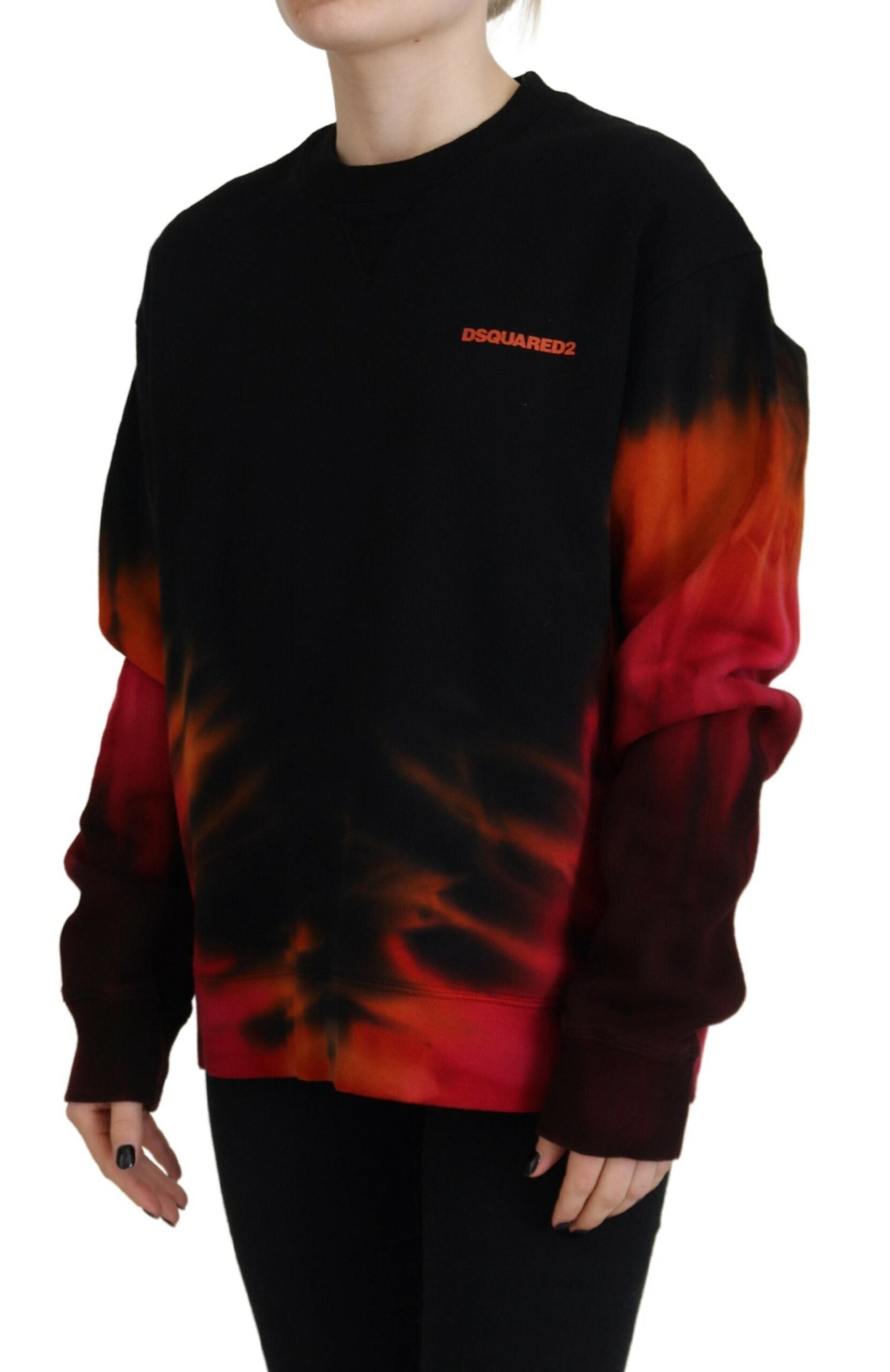 Black sweatshirt with red tie dye design