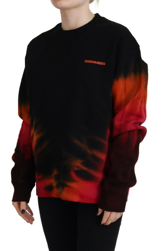 Black sweatshirt with red tie dye design