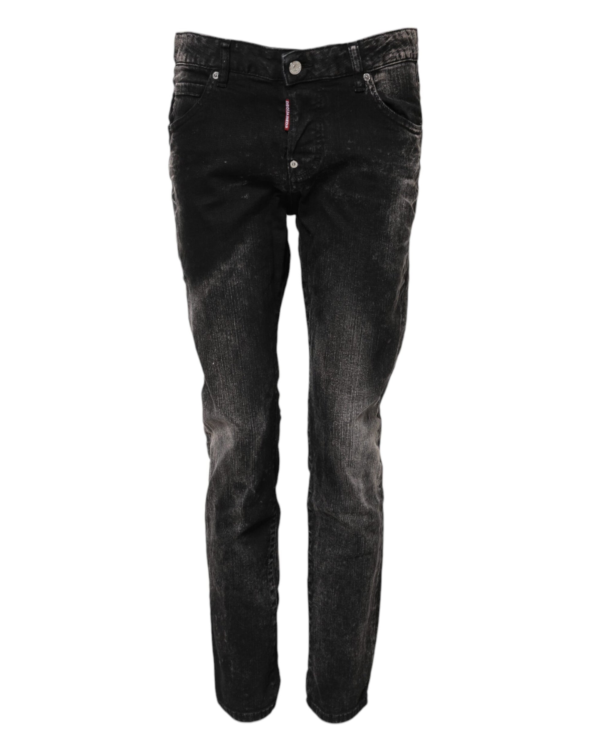 Pair of black jeans with distressed design