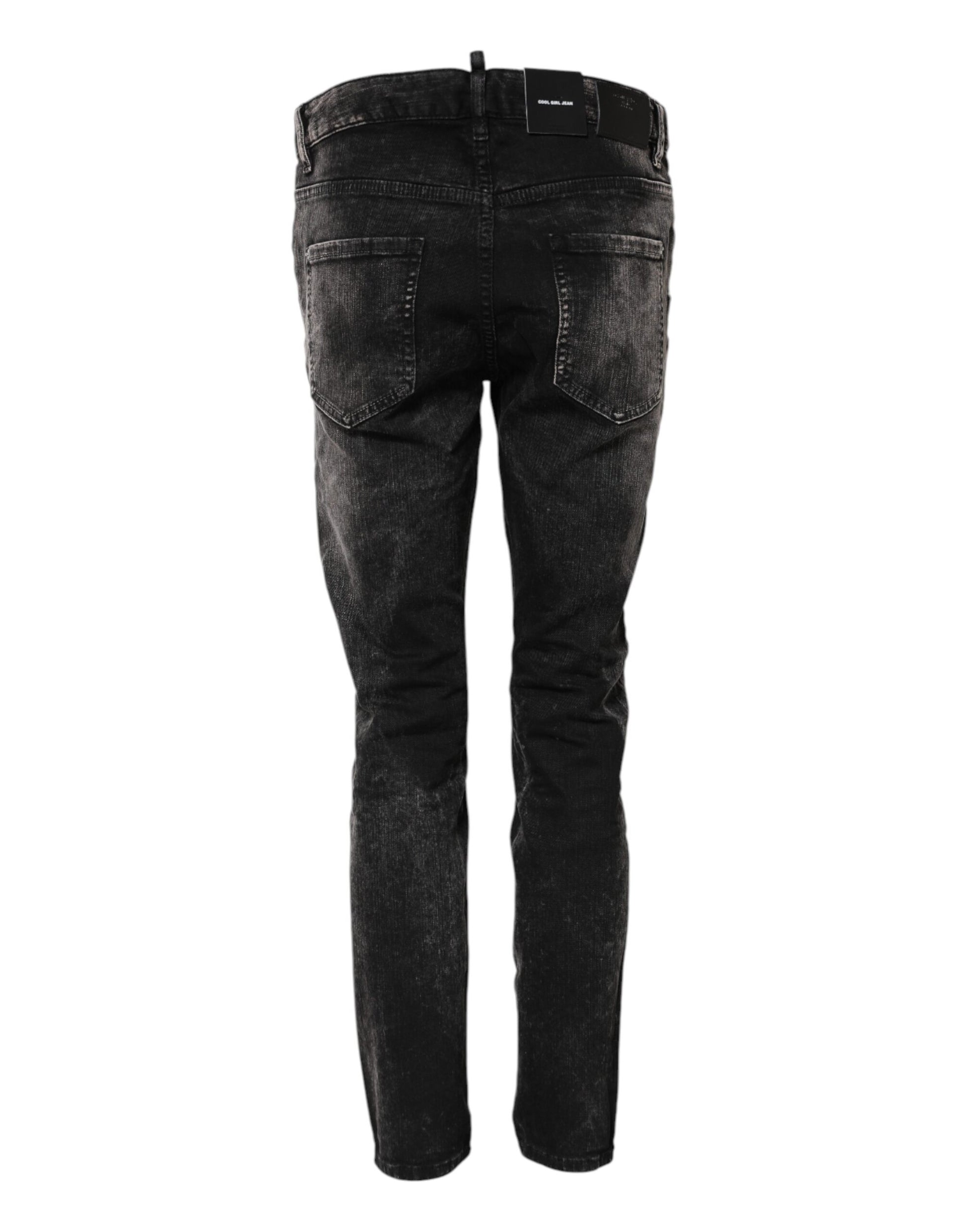 Pair of dark denim jeans with visible stitching details