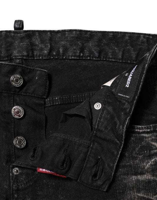 Pair of black jeans with silver buttons