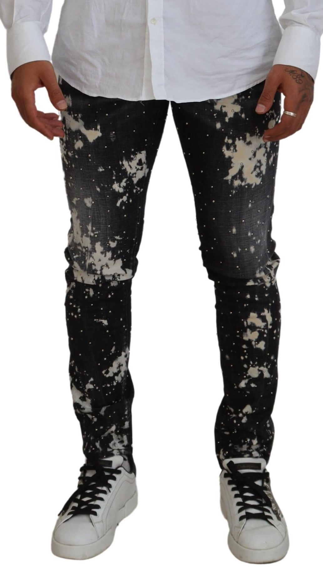 Man wearing jeans with galaxy print