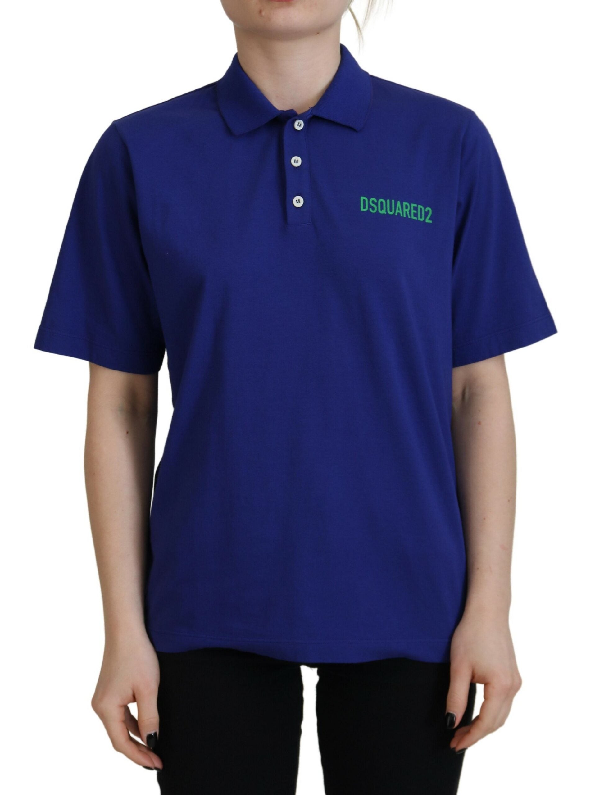 Blue polo shirt with short sleeves and collar