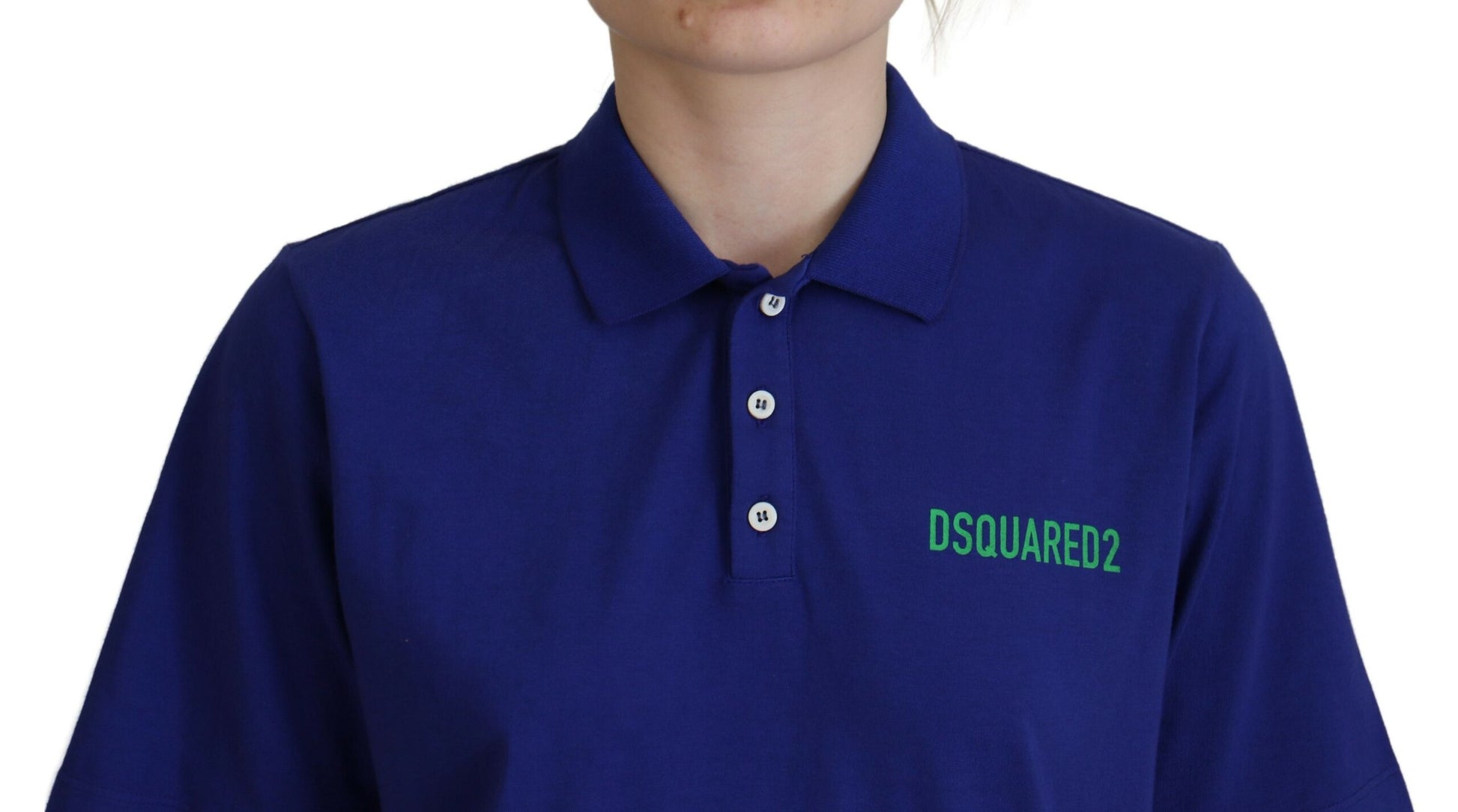Blue polo shirt with embroidered logo on front