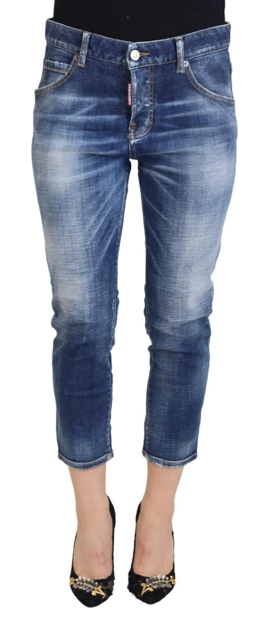 Pair of blue denim jeans on a mannequin
