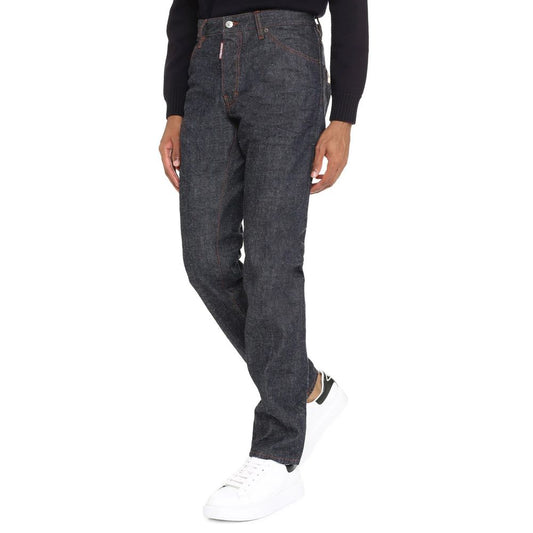 Man wearing blue jeans and white sneakers
