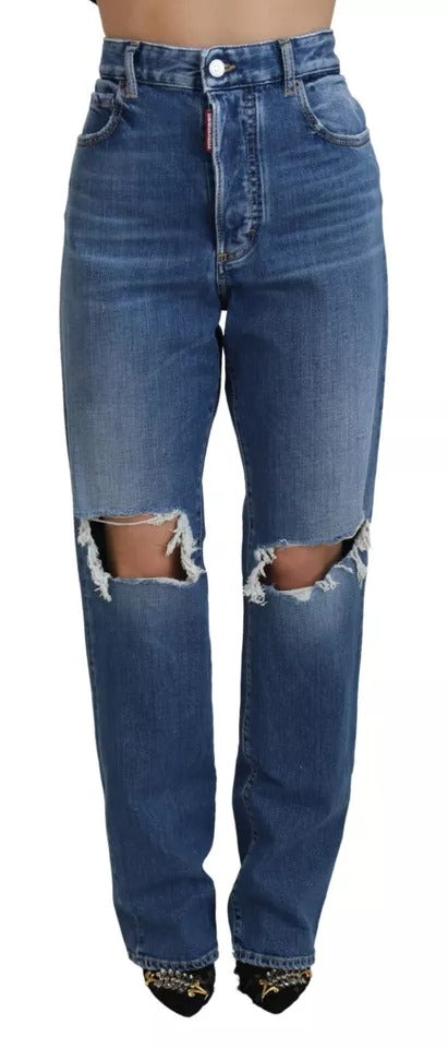Pair of distressed blue jeans