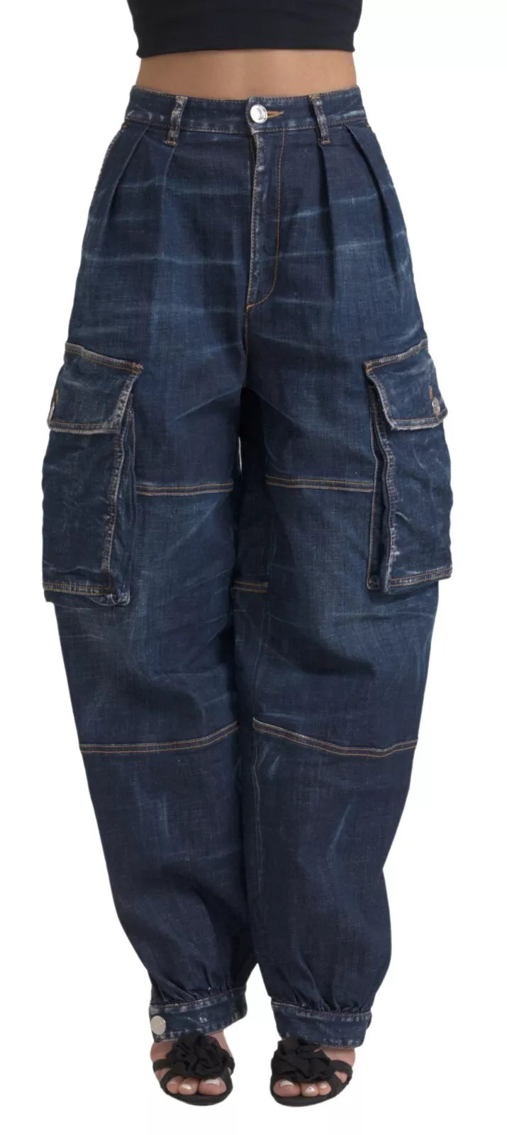 Pair of blue denim cargo pants