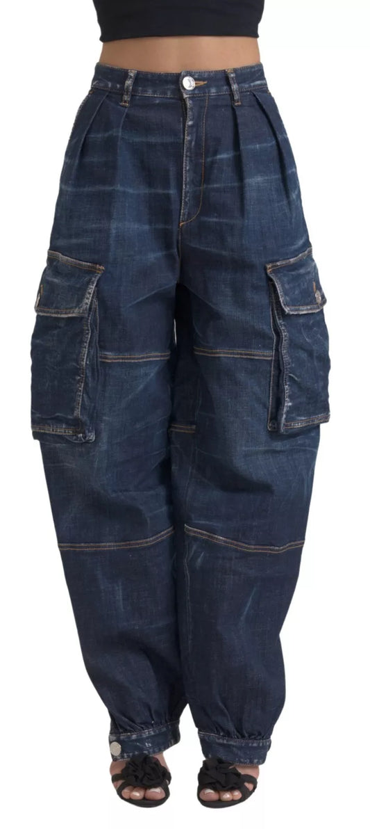 Pair of blue denim cargo pants