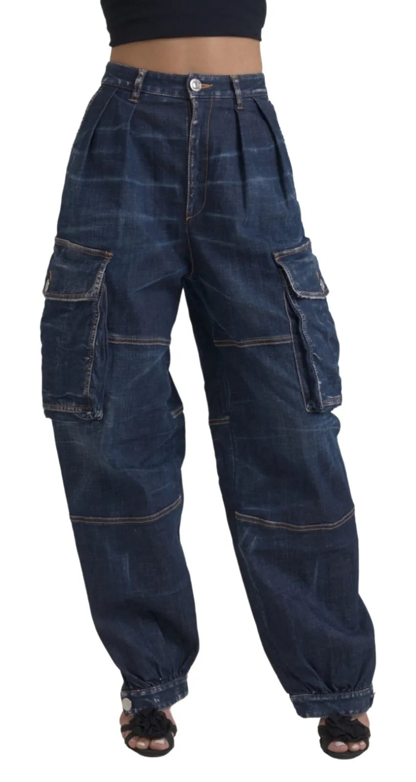 Pair of blue denim cargo pants