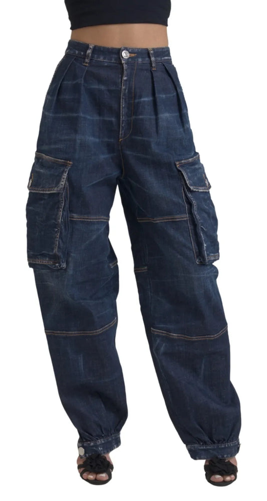 Pair of blue denim cargo pants