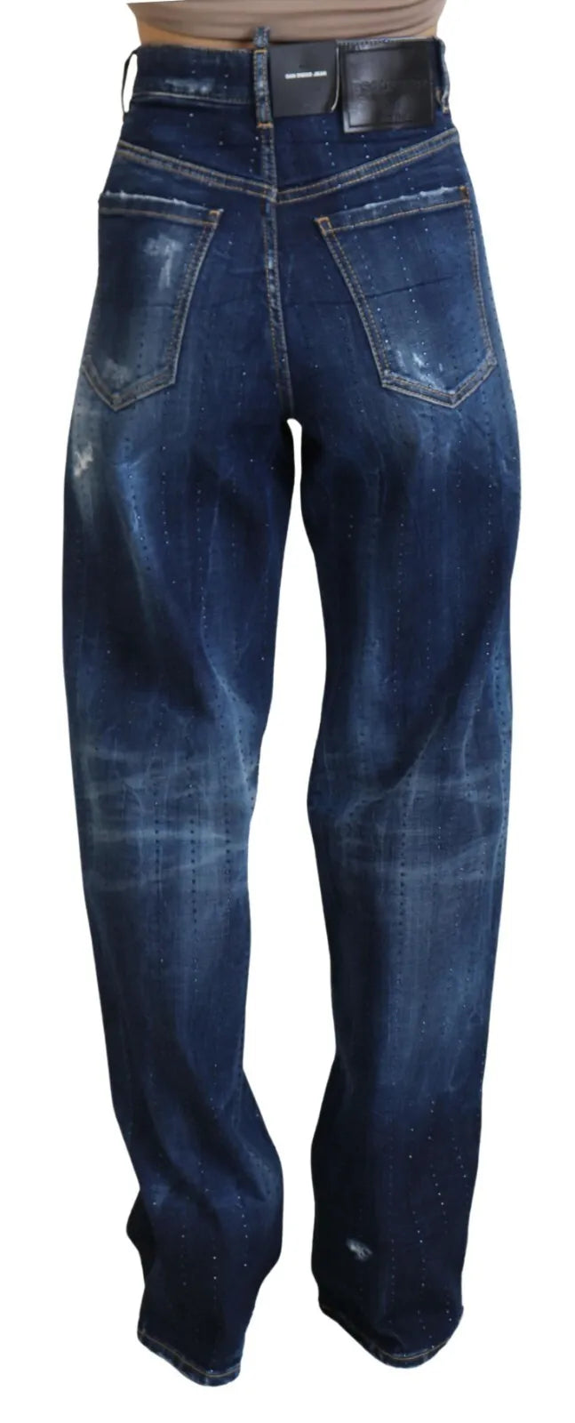 Pair of blue denim jeans on a mannequin