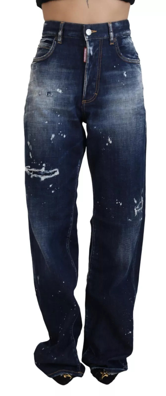 Pair of blue jeans with distressed design