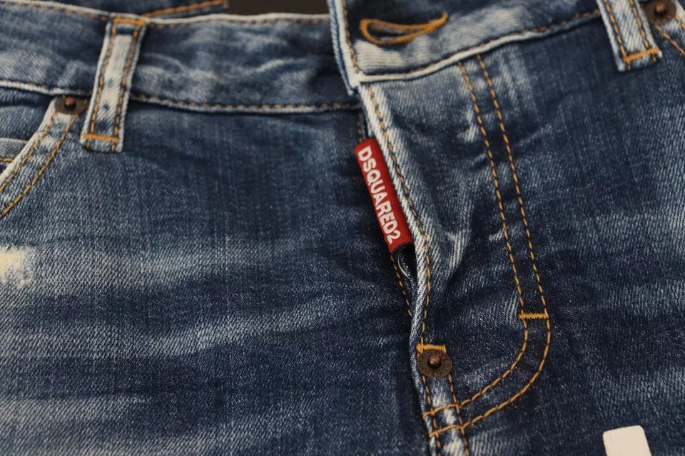 Pair of blue denim jeans with visible brand label on waistband