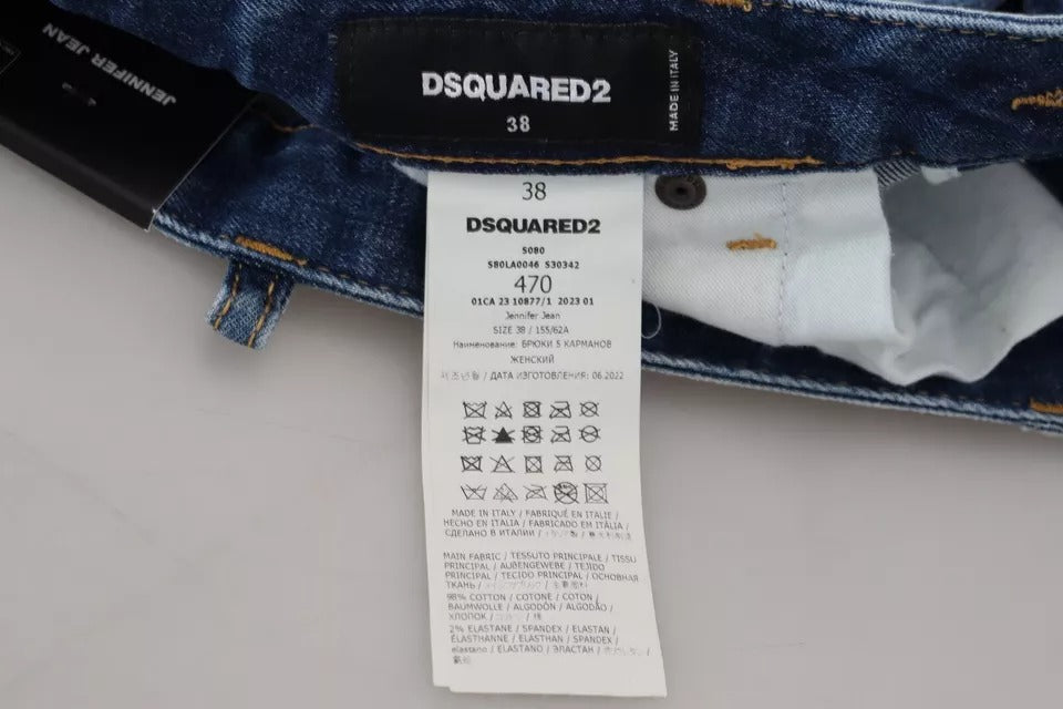 Blue jeans with tag inside waistband