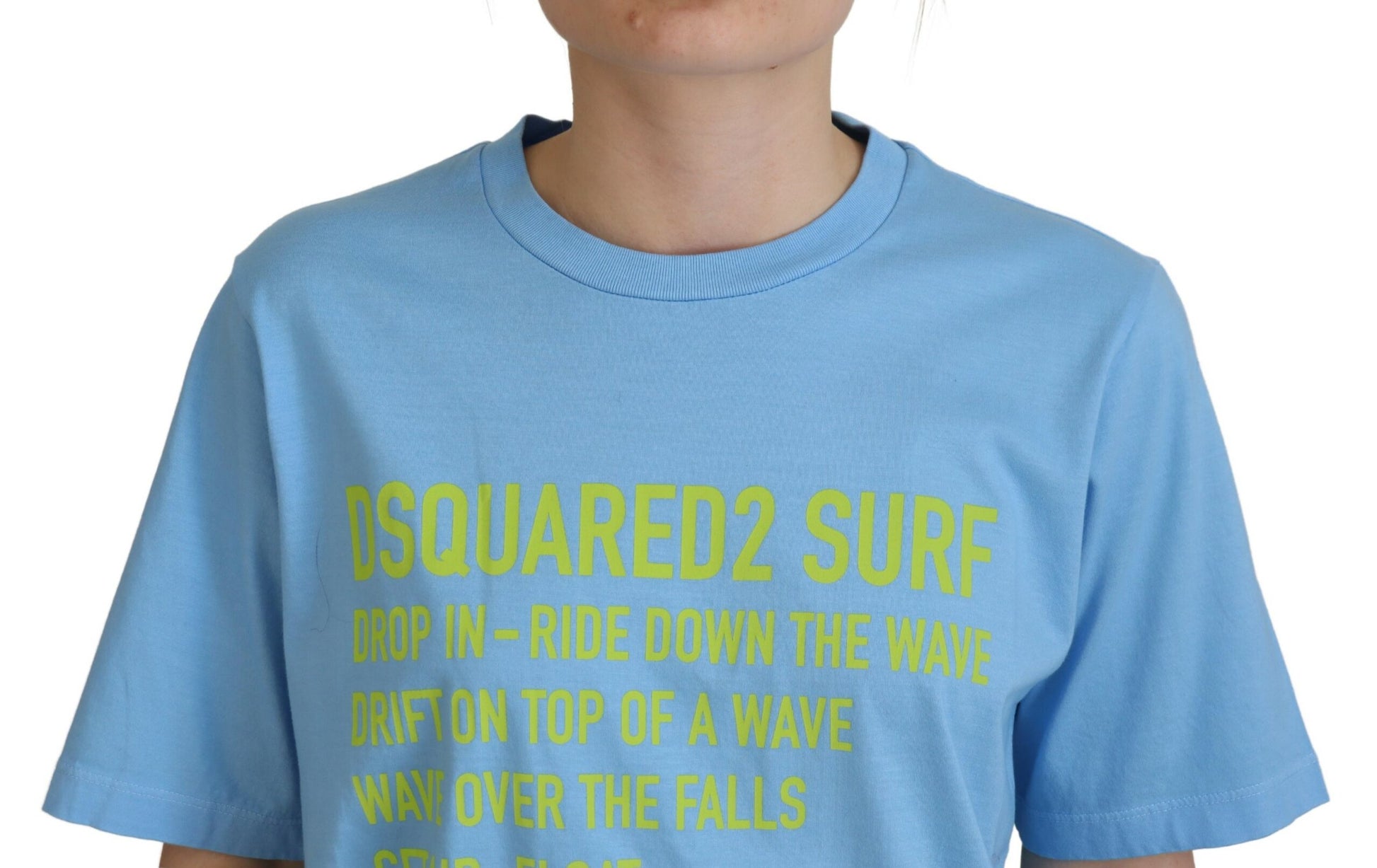 Blue t-shirt with yellow writing