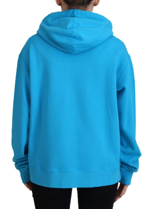 Blue hoodie on a person's back