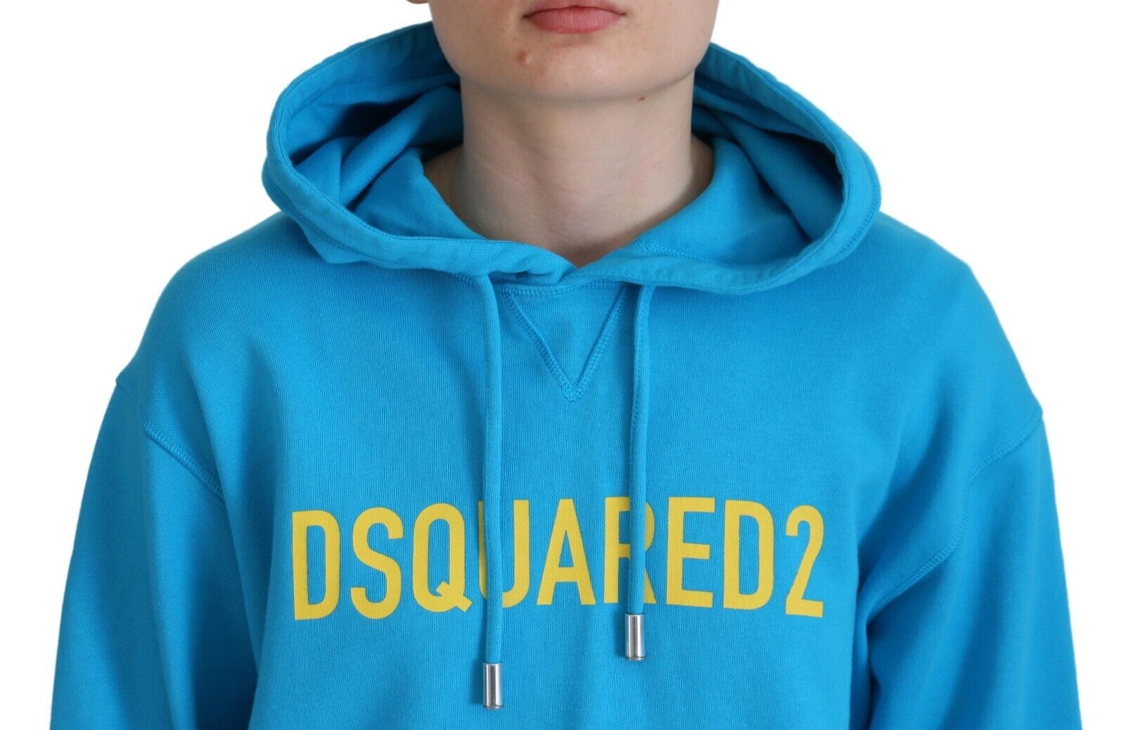 Blue hoodie with yellow lettering