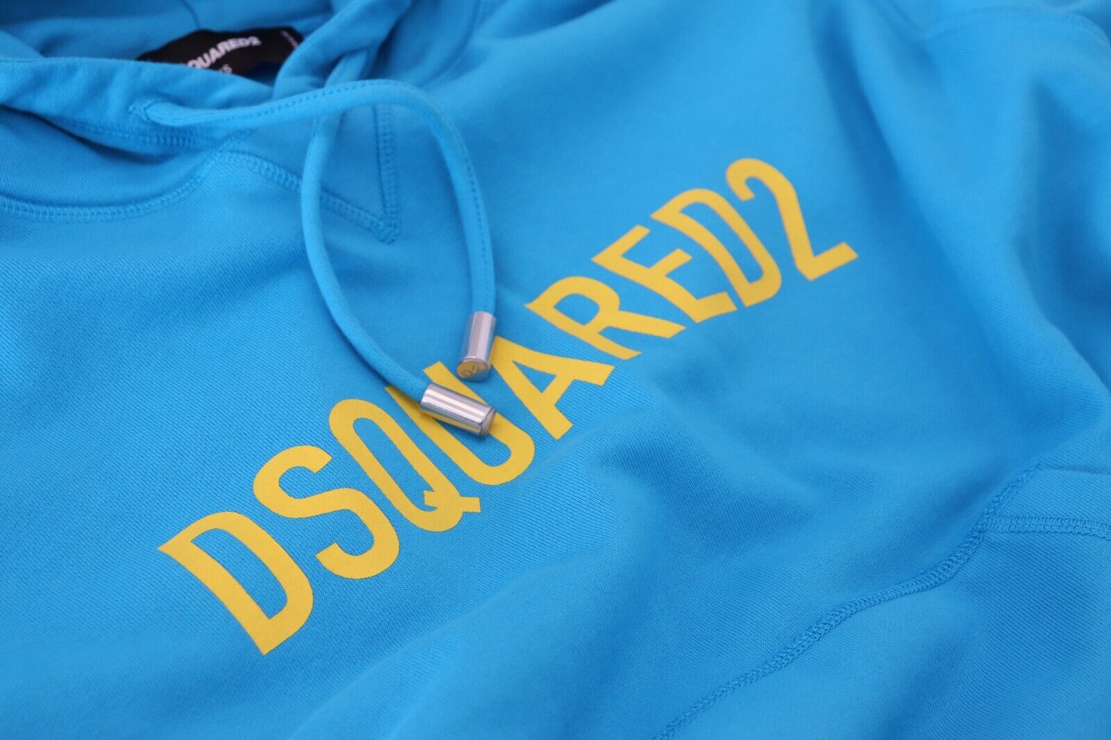 Blue hoodie with yellow lettering