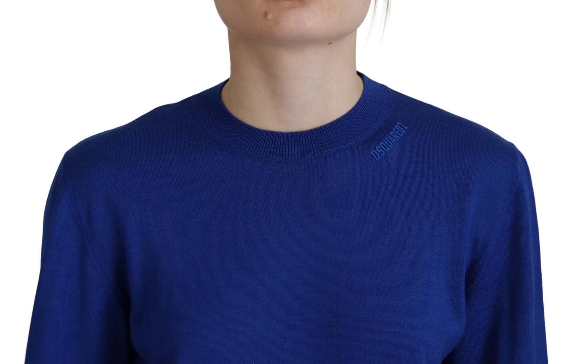 Blue long sleeve sweater on a person
