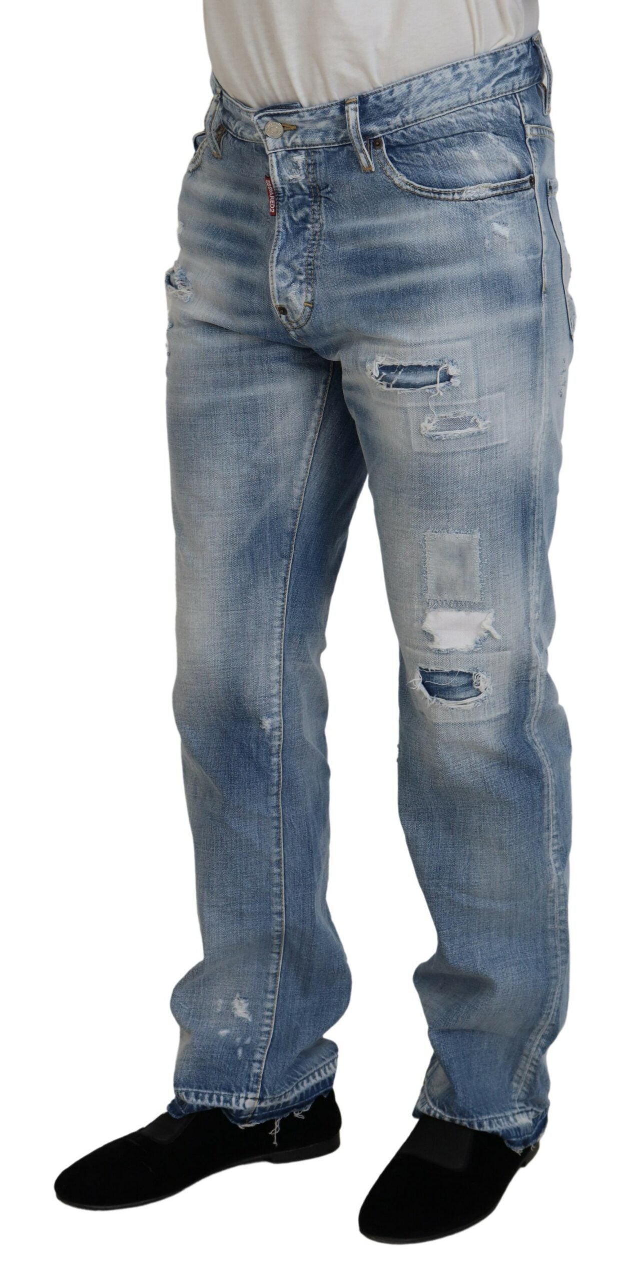 Pair of blue denim jeans on a mannequin