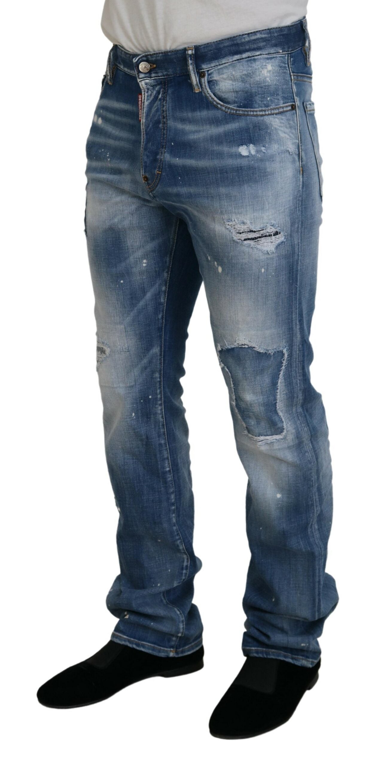 Mannequin wearing blue denim jeans