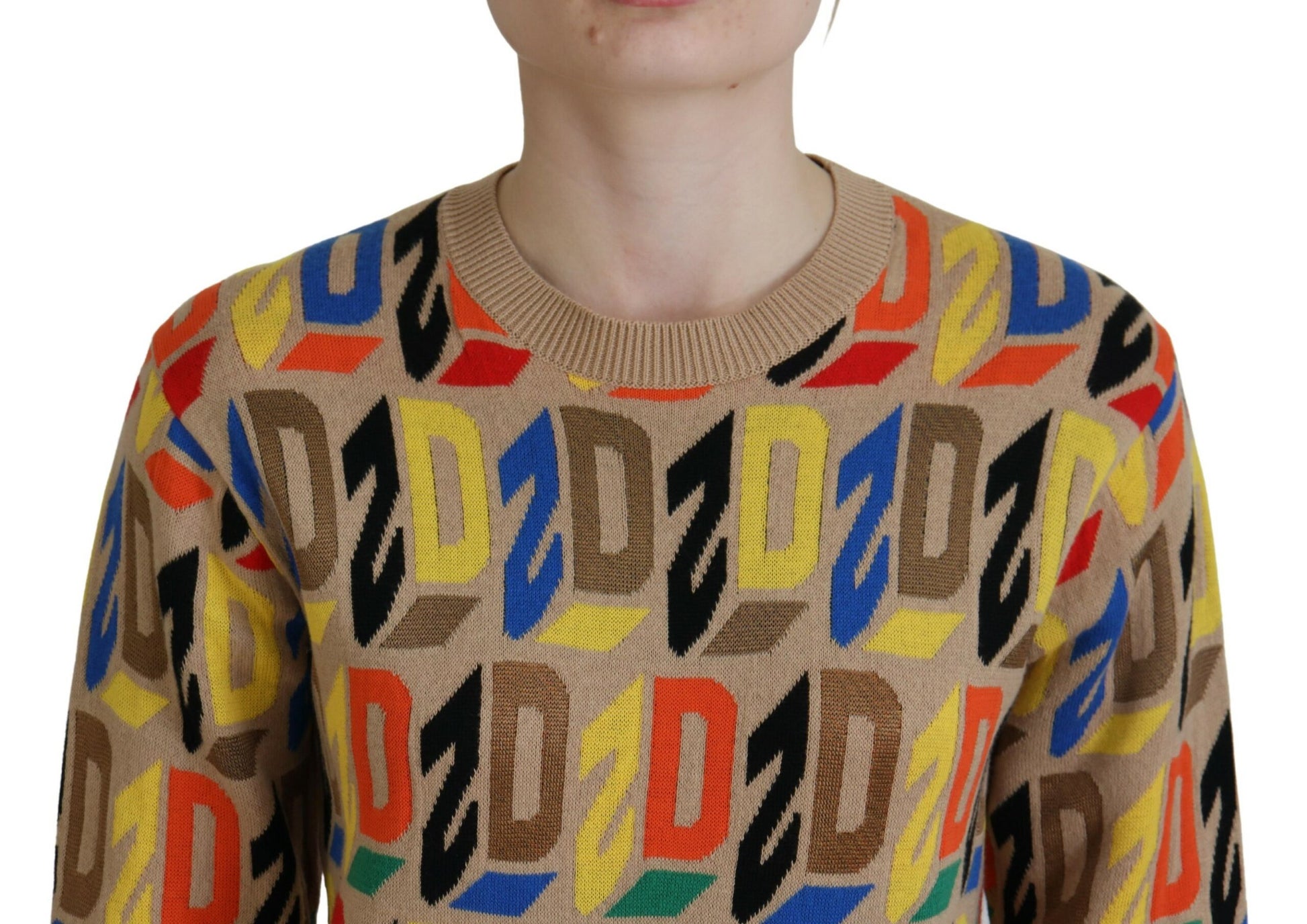 Colorful sweater with geometric pattern