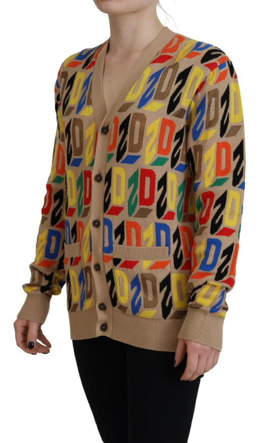 Colorful sweater with geometric patterns