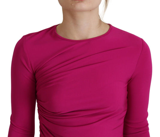 Pink long sleeve dress with ruched texture
