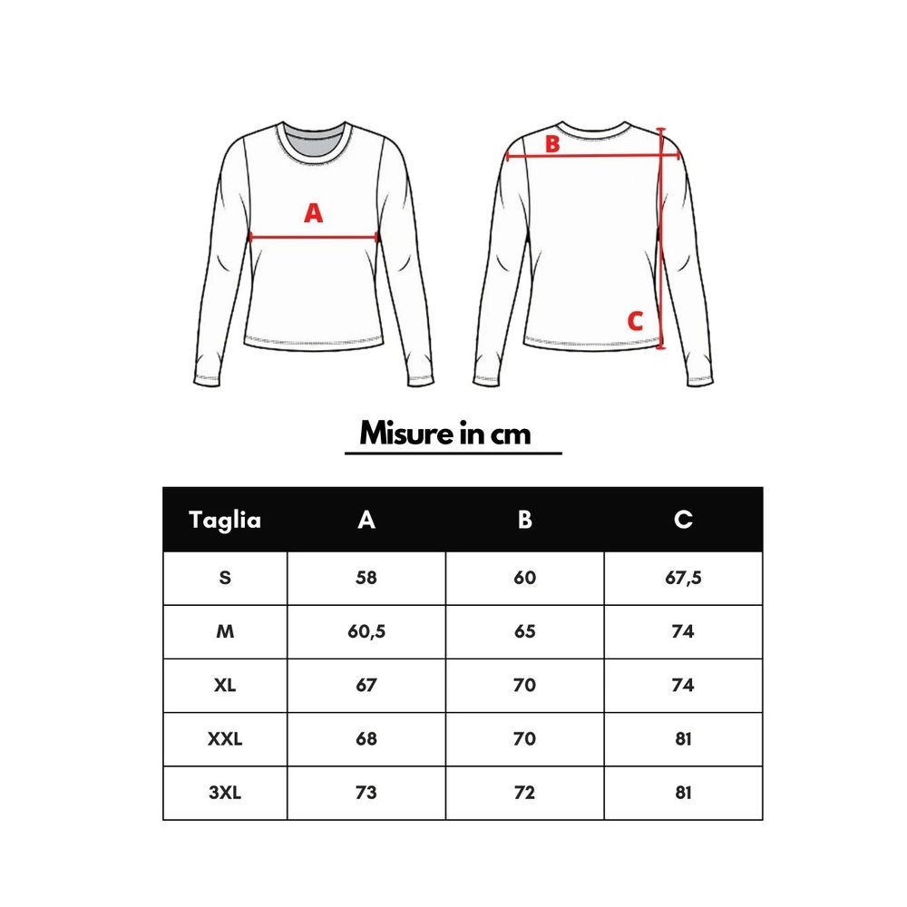 White long sleeve shirt with red lines indicating size and fit