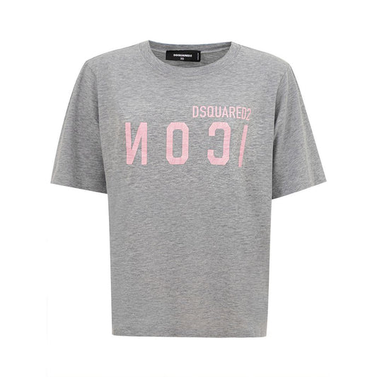 Grey t-shirt with pink lettering