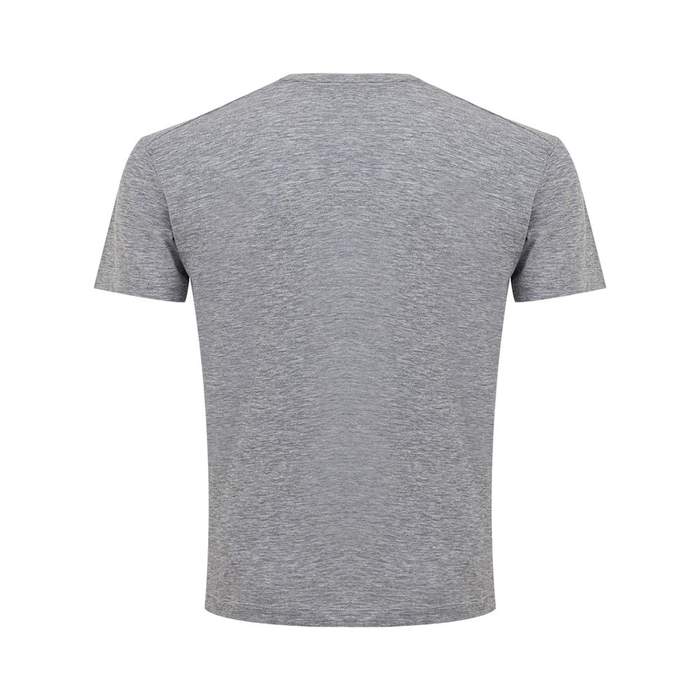 Grey short sleeve t-shirt on a hanger