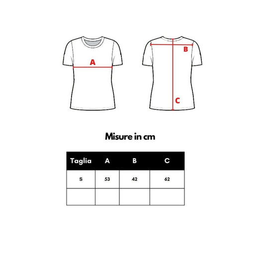White t-shirt with red outlines for size comparison