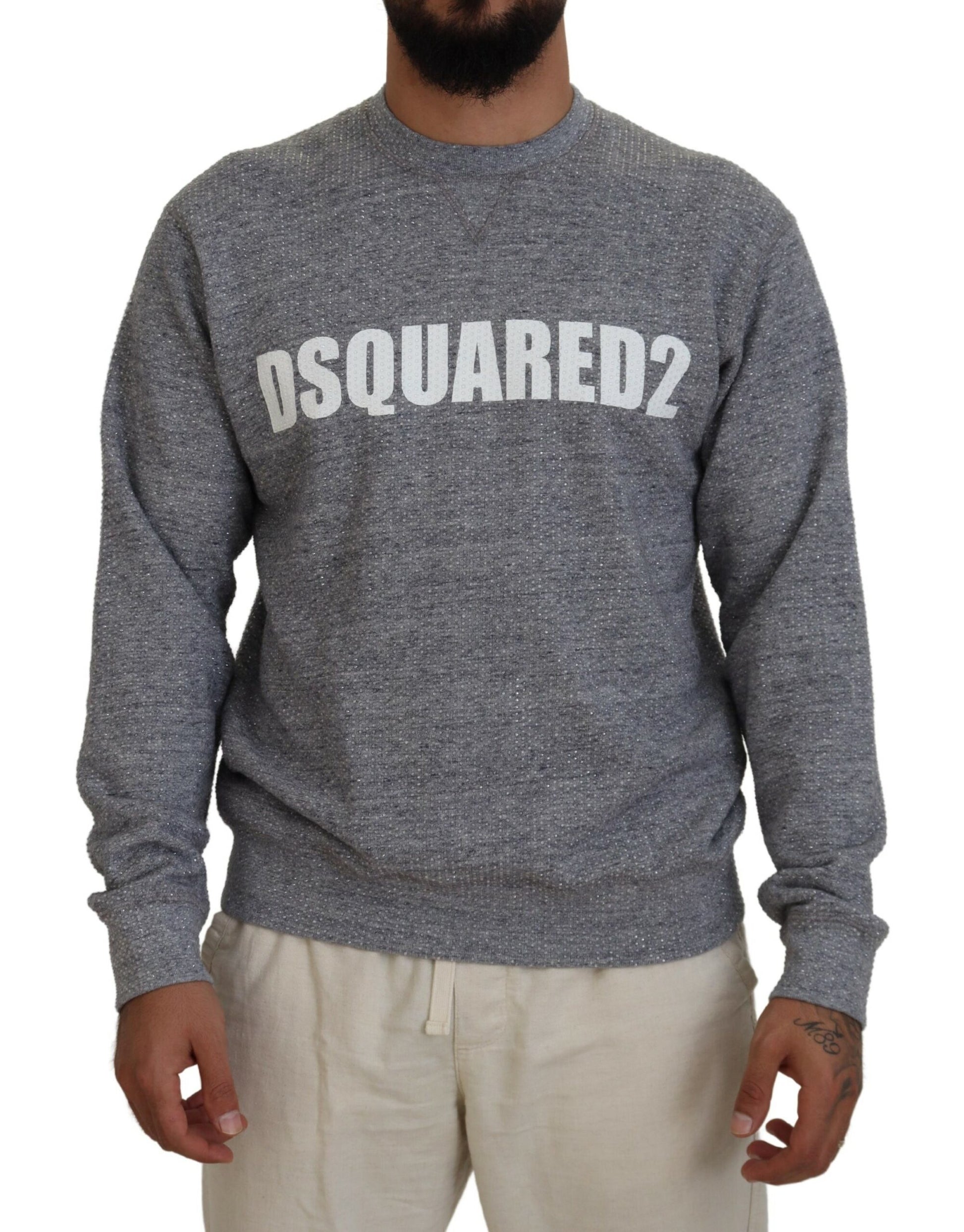 Grey sweatshirt with white lettering