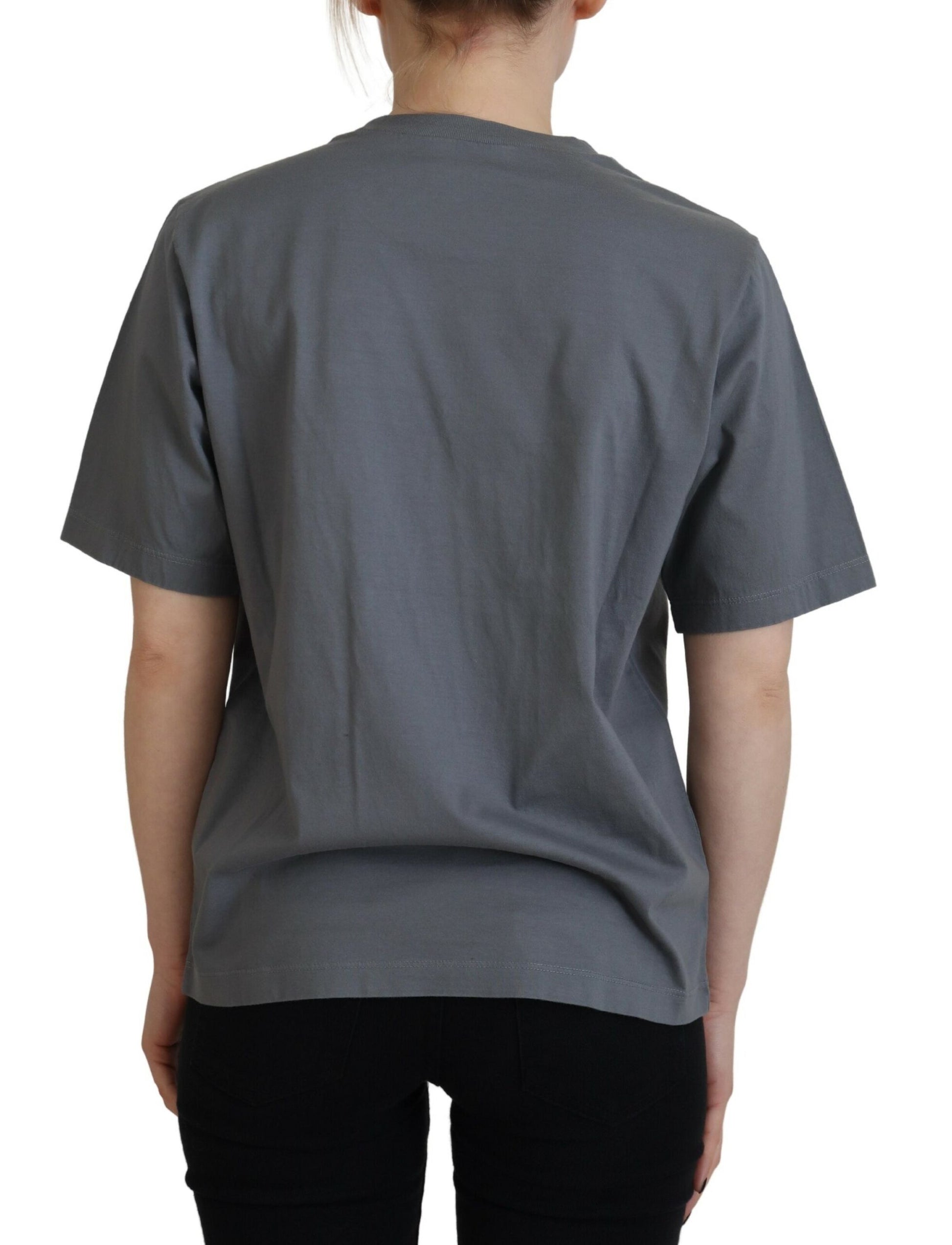 Grey t-shirt on a person