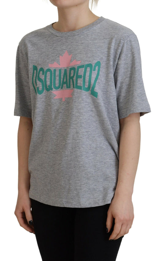 Grey t-shirt with maple leaf design on front