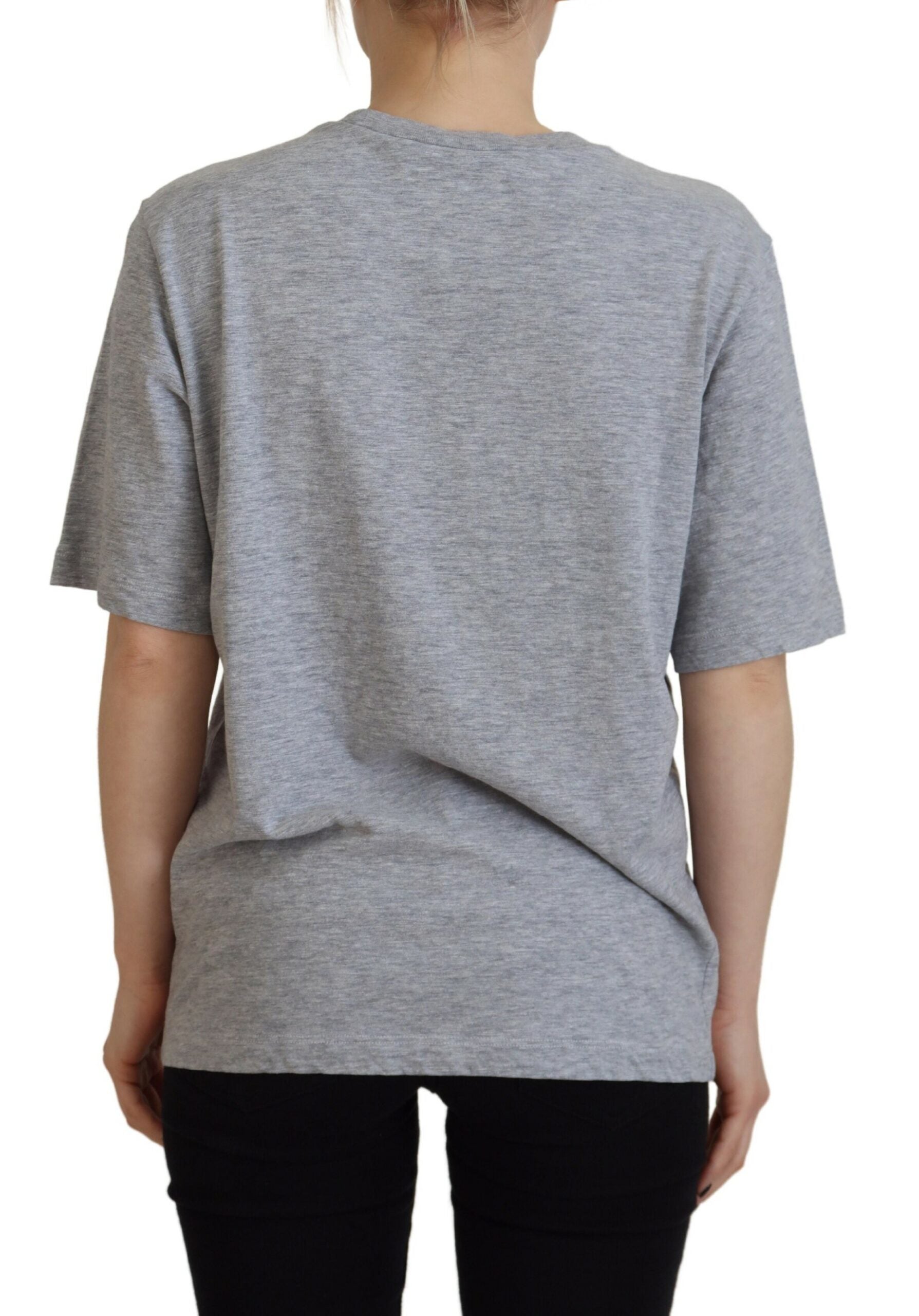 Grey t-shirt on a person