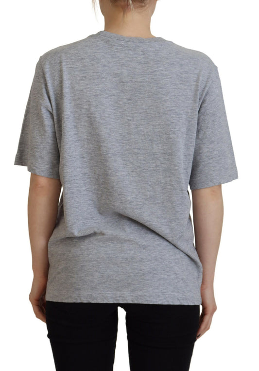 Grey t-shirt on a person
