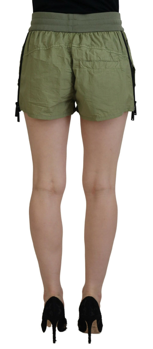 Dsquared2 green cotton mid waist drawstring shorts