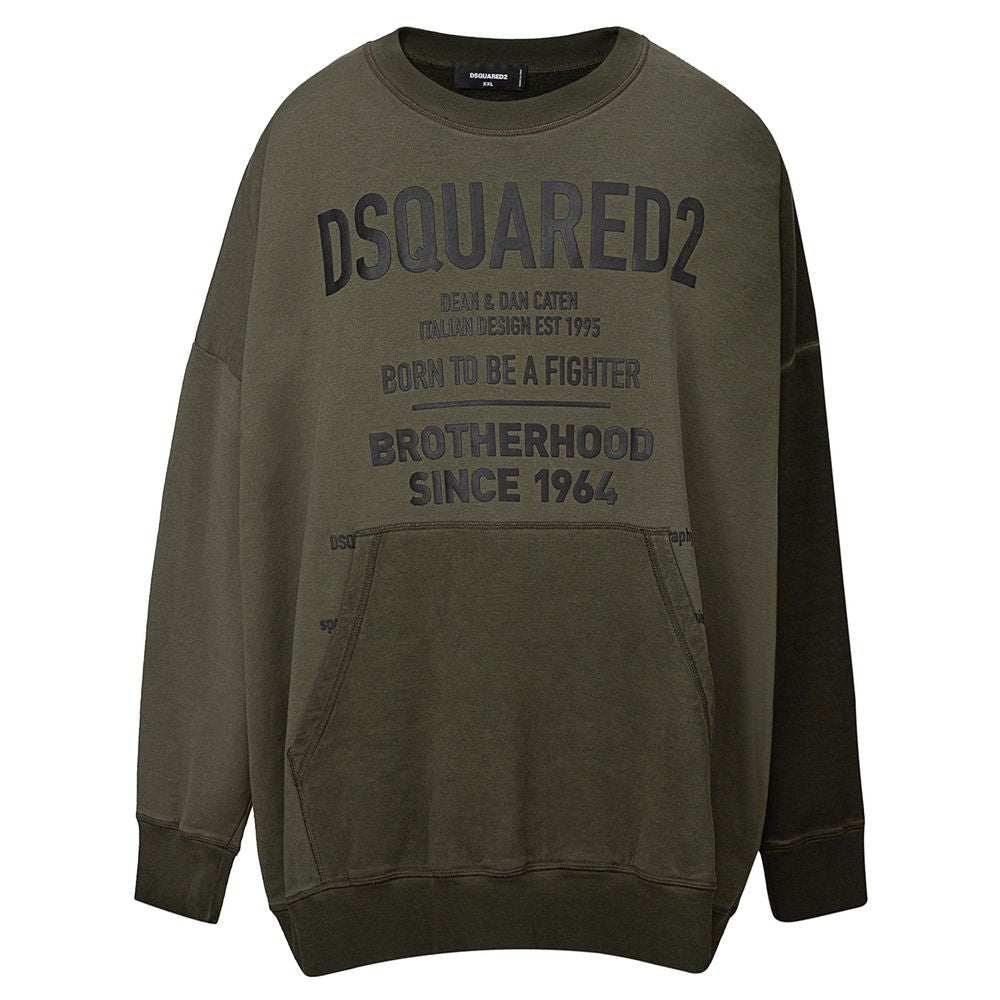 Green sweatshirt with white lettering