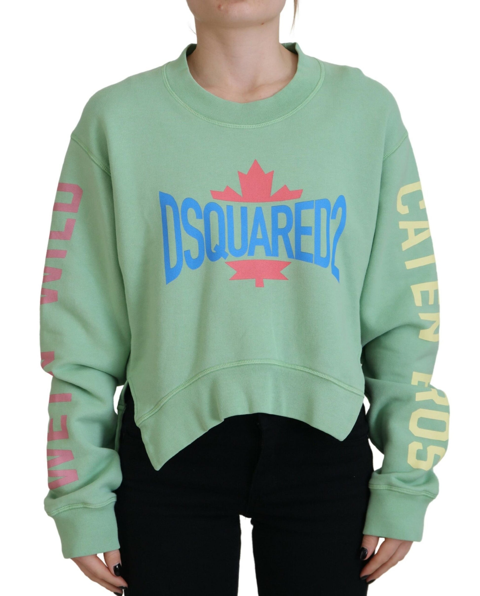 Green sweatshirt with maple leaf design