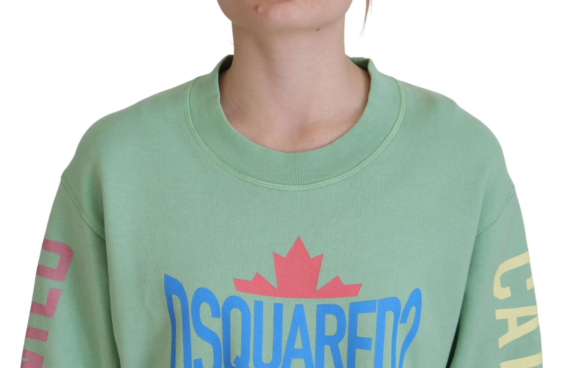 Green sweatshirt with blue lettering